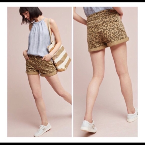 Pilcro and the Letterpress Pants - Anthro Pilcro Cheetah Print Shorts